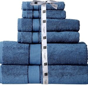 100 % Cotton 600 GSM 6 Piece Bath Towel Set Blue